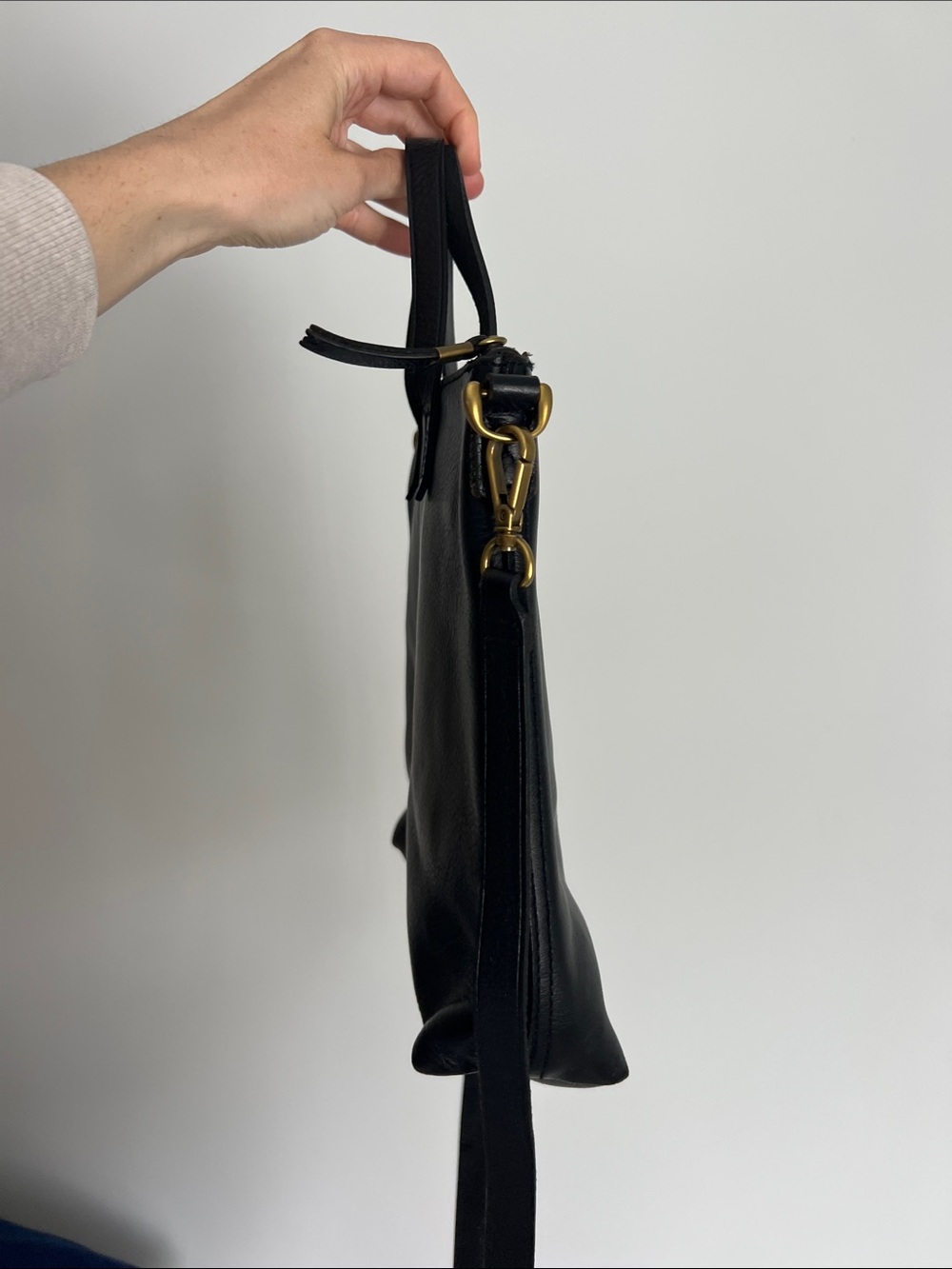 MADEWELL small mini transport black crossbody bag purse tote zip top w/ handles - Picture 2 of 11
